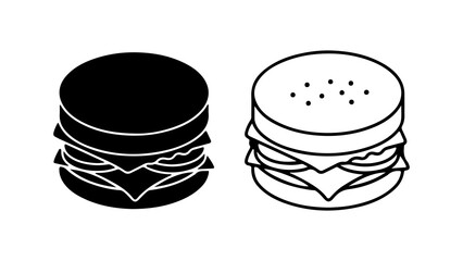Burger icons with outline and solid fill