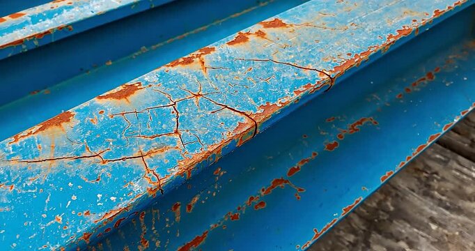Rusty blue metal beams