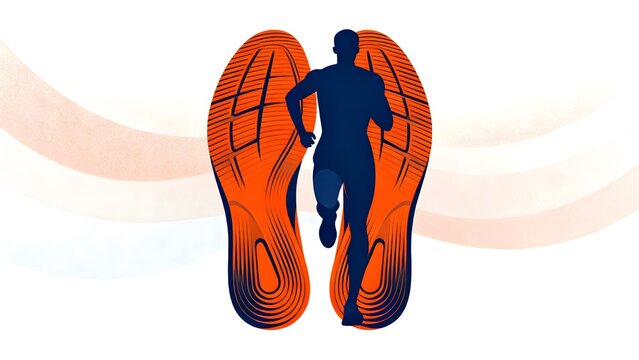Runner silhouette on shoe soles