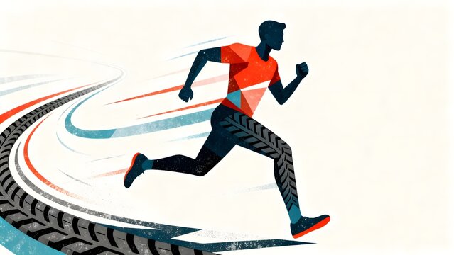 Running athlete in motion