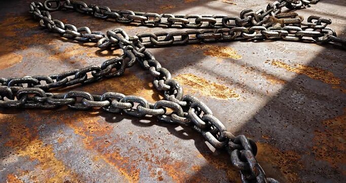 Rusty chains industrial setting