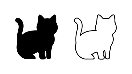 Cat silhouettes and outline with transparent background
