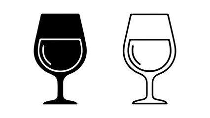 Wine glasses with black and white outline with transparent background