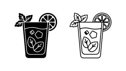 Refreshing cocktail with mint and lemon with transparent background