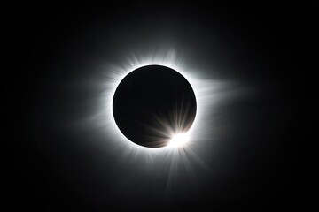 An awe-inspiring celestial phenomenon showcases a ring of sunlight surrounding a dark sphere