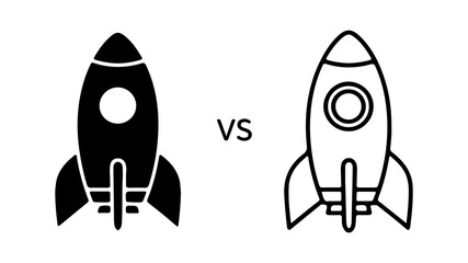 Rocket ship icons comparison with transparent background