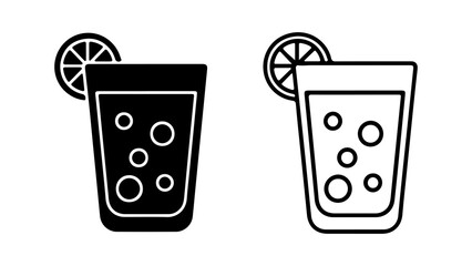 Drink with lemon slice with transparent background