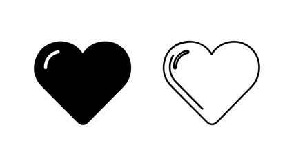 Heart icons with outline and solid fill with transparent background