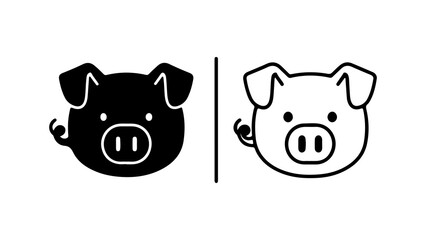 Pig head icons with transparent background
