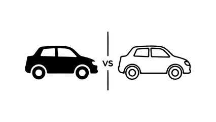 Fototapeta premium Cars comparison with versus sign with transparent background