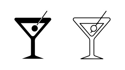Martini glass with olive with transparent background