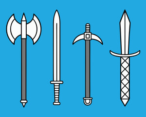 Blades of Legend — A Striking Showcase of Medieval Weapons Featuring Axes, Swords, and Polearms for Fantasy and Historical Art