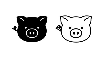Pig face icon with transparent background