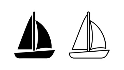 Sailboats outline and solid with transparent background