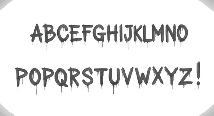 Graffiti Style Full Alphabet with Dripping Paint Isolated on White Background