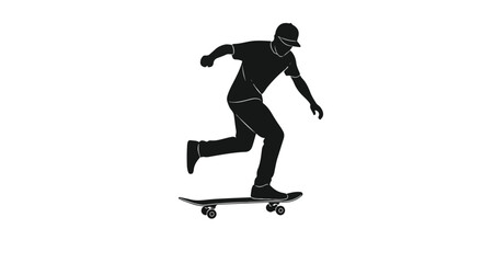 Obraz premium Dynamic Skateboarder Silhouette Illustration. Urban Sport, Youth Culture, and Active Lifestyle.