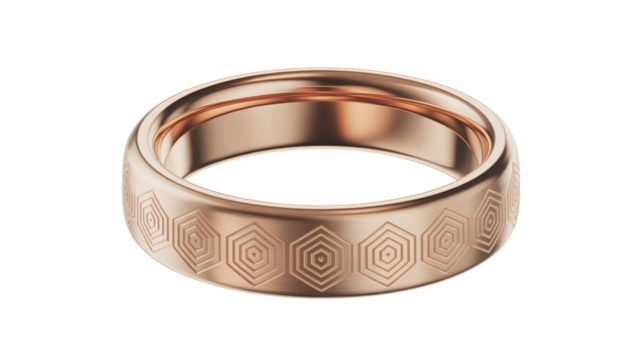 Elegant rose gold ring with hexagon pattern design jewelry - Powered by Adobe