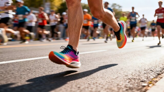 Runner in motion during race