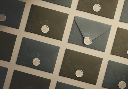 Wax Seal on Envelope Layout Mockup