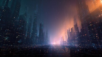 Obraz premium Futuristic cityscape at night