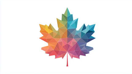 Clean vector illustration of a single maple leaf, geometric symmetry, flat gradient colors