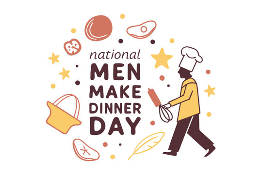 NATIONAL MEN MAKE DINNER DAY vector illustration - Powered by Adobe