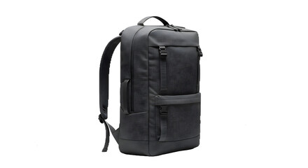 Naklejka premium Textured dark gray backpack stands out. Ideal for product photography, branding materials.