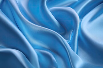 Obraz premium Close-up shot showcasing the flowing folds of smooth, sky-blue fabric. Gentle light reflects off the material
