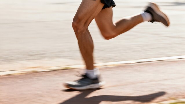 Person running on pavement