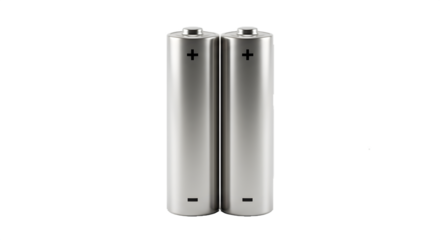 Silver batteries exhibit a smooth, metallic texture against a clean backdrop for product photography or branding.