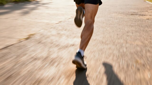 Person running on pavement