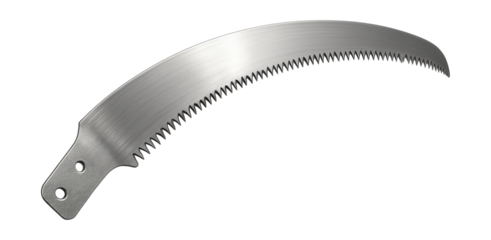 Curved pruning saw blade with sharp teeth for effective garden branch trimming.