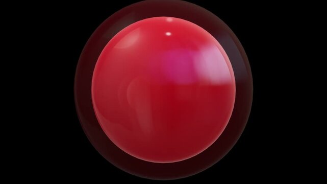 Glowing red sphere with flashing light graphic effect - Chroma key black background.