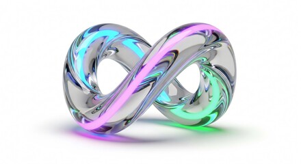 Stunning infinity symbol with vibrant neon glow, perfect for modern technology or abstract design concepts