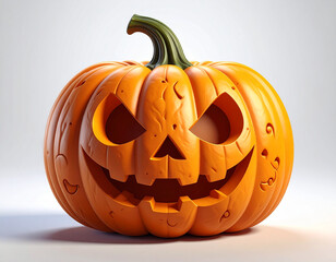 Halloween Pumpkin 3d Rendering on White Background