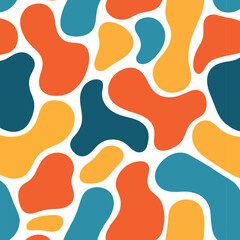 Vector art of abstract organic shapes pattern in orange, blue, and yellow on