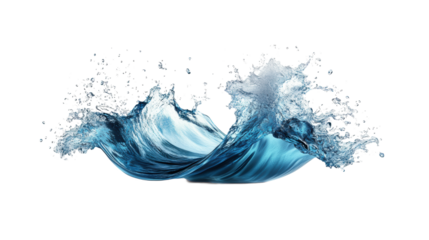 Dynamic Blue Wave on Transparent Background