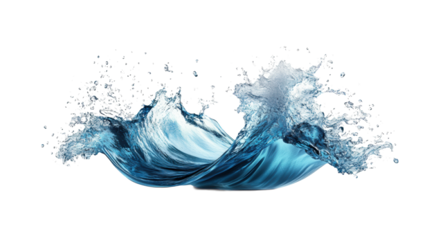 Dynamic Blue Wave on Transparent Background - Powered by Adobe