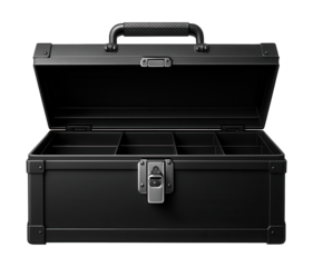 Lockable toolbox for secure storage in shared workspaces.