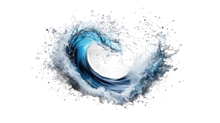 Dynamic Ocean Wave on Transparent Background