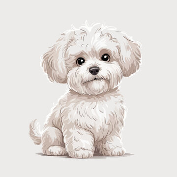 Cute cartoon a illustrator vector Bichon Fris&eacute;