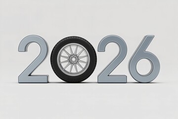 2026 typography – minimal white background, clean modern design, soft shadow effect, elegant composition