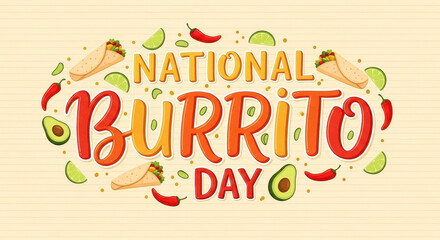 Naklejka premium Celebrate National Burrito Day with Delicious Food