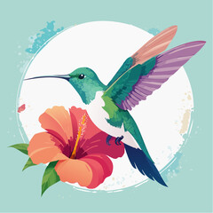 Obraz premium Kolibri, der an einer Blüte schwebt