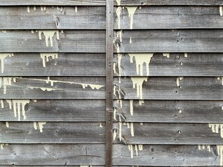 Textured aged wooden fence with horizontal planks and a rail in the middle. Natural grain makes it excellent for texture for design, craft, and architectural projects.