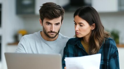 couple managing household budget on laptop, concept of online - Powered by Adobe