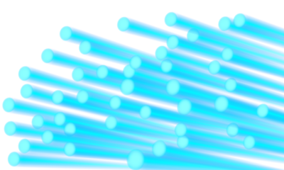 Futuristic 3d abstract background with neon glowing blue light beams and flowing optical fibers creating dynamic motion and bright illumination with modern luminous effect