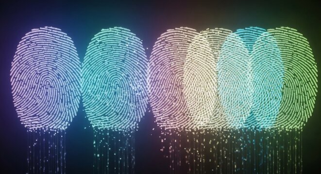 Merging and Blurred Identity Patterns in Futuristic Cybersecurity Concept