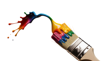 Vibrant colorful paint explosion with paintbrush design
