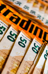 "trading" word and 50 euros banknotes